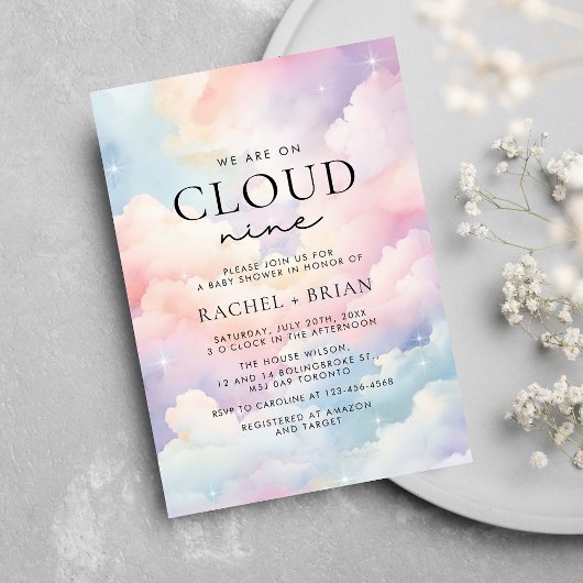 Invitation Dreamy Pastel Cloud Neuf Baby shower