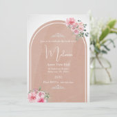 Invitation Dreamy peach rose fleurs couronne douche nuptiale (Debout devant)