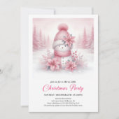 Invitation Dreamy Pink Snowman Digital Christmas Invite  (Devant)