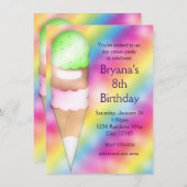 Invitation Dreamy Rainbow Ice Cream Anniversday Party Invitat (Devant / Derrière)