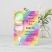 Invitation Dreamy Rainbow Ice Cream Anniversday Party Invitat (Debout devant)
