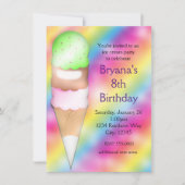 Invitation Dreamy Rainbow Ice Cream Anniversday Party Invitat (Devant)