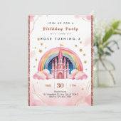 Invitation Dreamy Rainbow Princess Castle 3rd Birthday (Debout devant)
