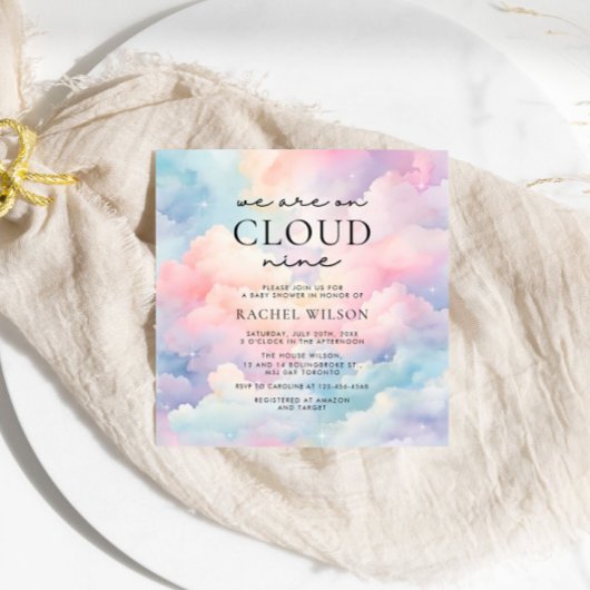 Invitation Dreamy Sky Nous sommes sur le Baby shower Cloud Ni