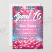 Invitation Dreamy Sky Pink Balloons Sweet 16 Anniversaire (Devant)
