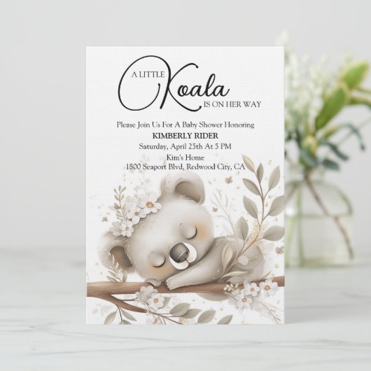 Invitation Dreamy Sleeping Koala (Debout devant)