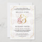 Invitation Dreamy Soft Rose Floral Or tout en un seul Mariage (Devant)