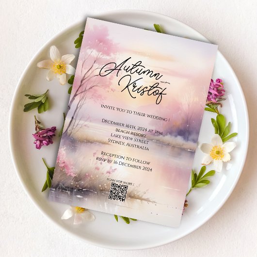 Invitation Dreamy Summer Beach Palm Tree Mariage
