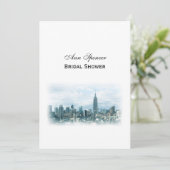 Invitation Dreamy Turquoise NYC Skyline Fête des mariées V (Debout devant)