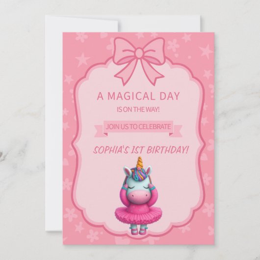 Invitation Dreamy Unicorn Ballerina (Devant)