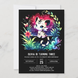 Invitation Dreamy Watercolor Tiger Anniversaire