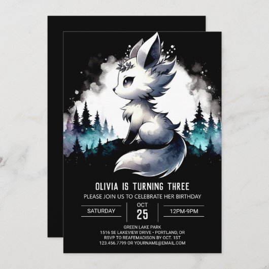 Invitation Dreamy Whimsy Wolf (Devant / Derrière)