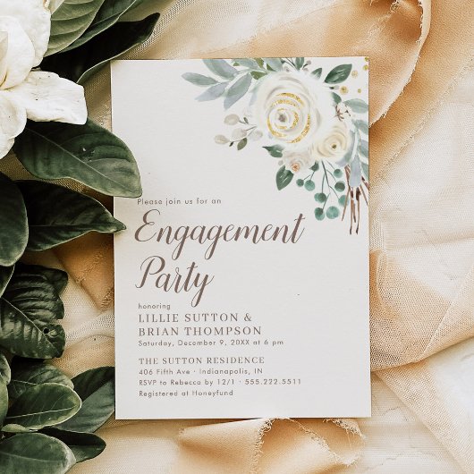 Invitation Dreamy White Floral Engagement Party
