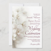 Invitation Dreamy White Orchids Élégant Mariage Bourgogne (Devant)