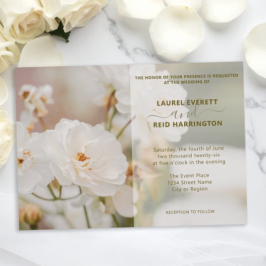 Invitation Dreamy White Rose Photo Vintage Elégant mariage