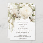 Invitation Dreamy White Rose Photo Wedding (Devant / Derrière)
