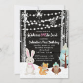 Invitation Dreamy Woodland Forest Animaux ONE derland Anniver (Devant)
