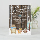 Invitation Dreamy Woodland Forest Animaux ONE derland Anniver (Debout devant)