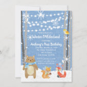 Invitation Dreamy Woodland Forest Animaux ONE derland Anniver (Devant)