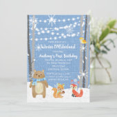 Invitation Dreamy Woodland Forest Animaux ONE derland Anniver (Debout devant)