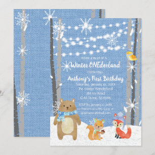 Invitation Dreamy Woodland Forest Animaux ONE derland Anniver