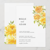 Invitation Dreamy Yellow Rose Mariage (Devant / Derrière)
