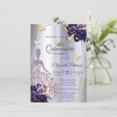 Invitation Dress,Butterfly Violet Roses Lavender Quinceañera (Debout devant)