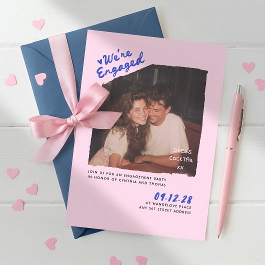 Invitation Dress Cocktail Handwritten Engagement Party Photo