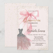 Invitation Dress Confetti,Pink Bow Striped (Devant / Derrière)