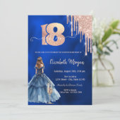 Invitation Dress Glitter Drips Glass Blue 18th Birthday (Debout devant)
