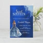 Invitation  Dress Glitter Drips Glass Blue Sweet 16 (Debout devant)