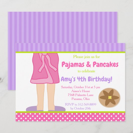 Invitation Dressing Gown Pajamas et Pancakes Party (Devant / Derrière)