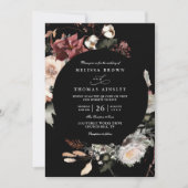 Invitation Dried Burgundy Rustic Florals Boho QR Code Wedding (Devant)