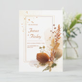 Invitation Dried Palm Fan Gold Stardust Wedding (Debout devant)