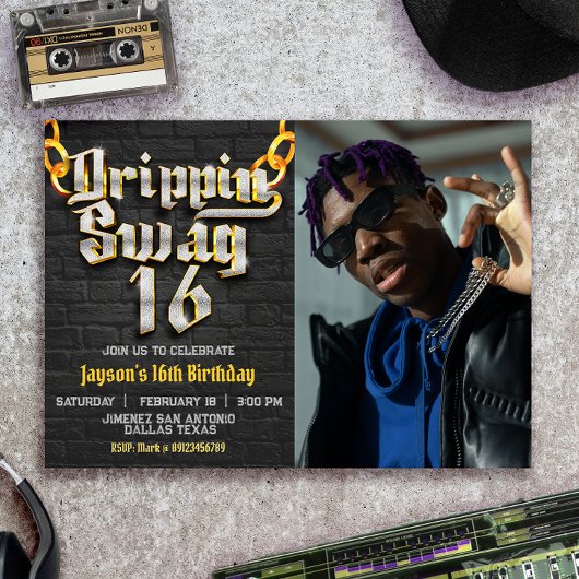Invitation Drippin Swag 16 avec photo paysage