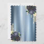 Invitation Drips,Navy Blue Roses Metallic Retraite (Dos)