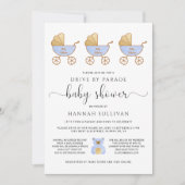 Invitation Drive By Baby Boy Show | Retro Carriage Blue (Devant)