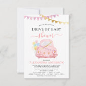 Invitation Drive By Baby shower Blush Pink Gold Foil (Devant)