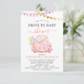 Invitation Drive By Baby shower Blush Pink Gold Foil (Debout devant)