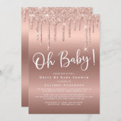 Invitation Drive By Baby shower Parties scintillant Drift Ros (Devant / Derrière)