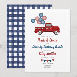 Invitation Drive By Birthday Social Distance Party Rouge