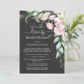 Invitation Drive By Fête des mariées Luxe Flore noire et rose (Debout devant)
