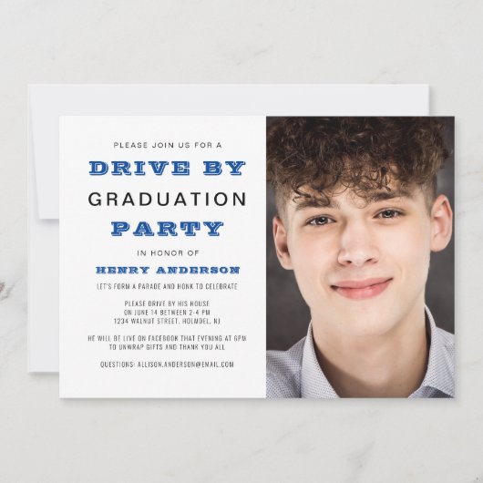 Invitation Drive By Graduation Party Photo simple (Devant)