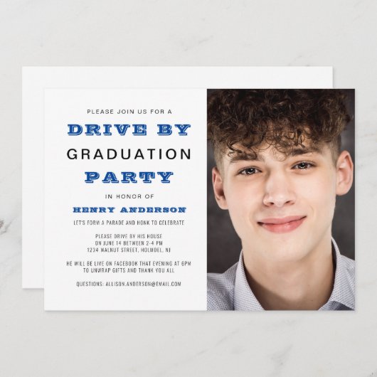 Invitation Drive By Graduation Party Photo simple (Devant / Derrière)