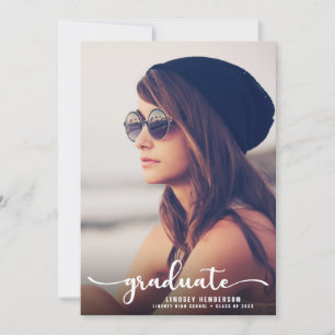 Invitation Drive By Graduation Party White Script Photo