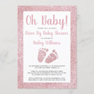 Invitation Drive By Oh Baby Pink Parties scintillant Baby sho