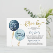 Invitation Drive by Twins Baby shower boy (Debout devant)