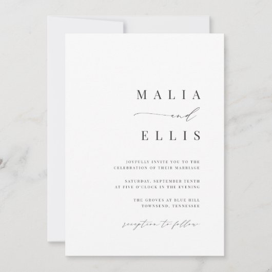 Invitation Droite ultra minimale | Calligraphie Mariage (Devant)