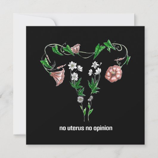 Invitation Droits des femmes Fleuris Pas d'utérus Pas d'opini (Devant)