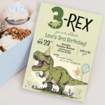 Drôle 3-Rex Dinosaur Cartoon 3e fête d'anniversair